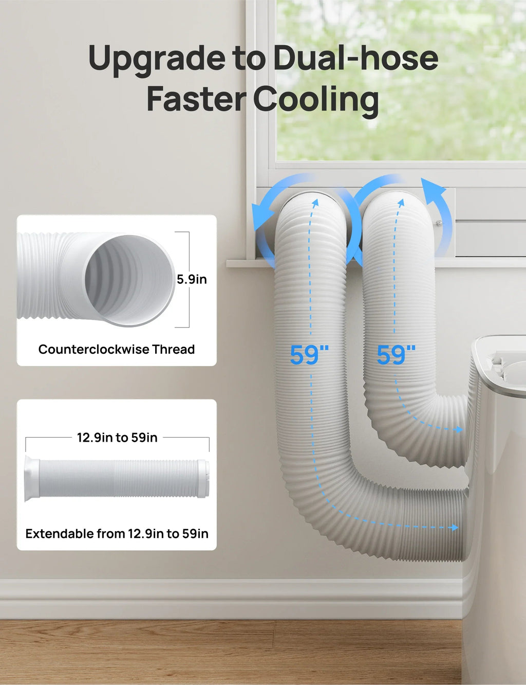 DREO Portable Air Conditioner Dual Hose Kit (AC318S & AC319S) - DREO